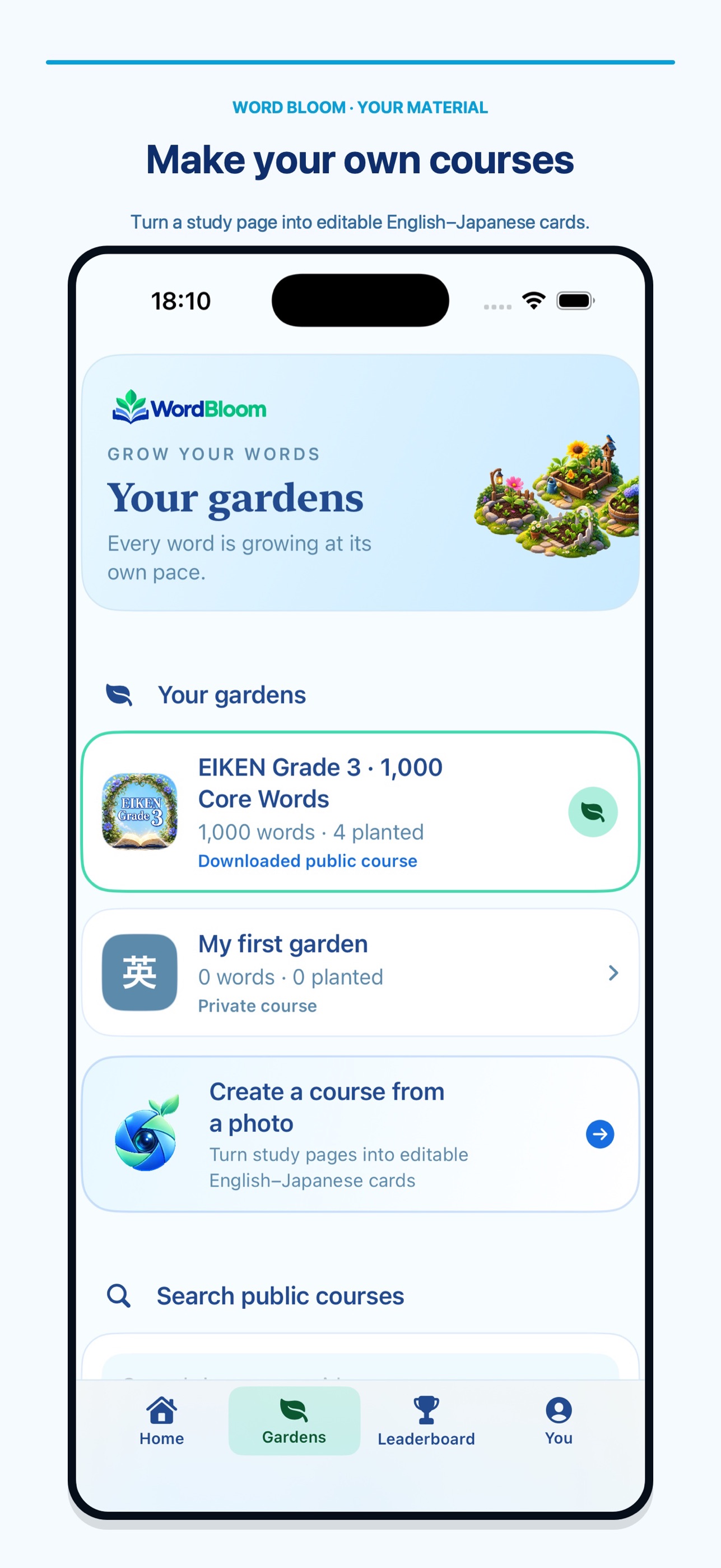 WordBloom: English のApp Storeスクリーンショット:自分だけのコースをつくる